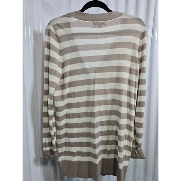 Liverpool Women's Sweater Stripes Beige Size Small Button Front V-neck Cardigan - Picture 3 of 5